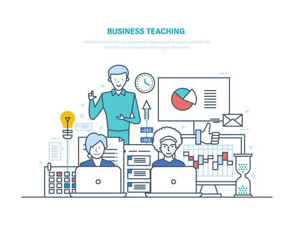 Výuka podnikání. Profesionální obchodní školení, seminářů, firemních školení, poradenství. — Stockový vektor