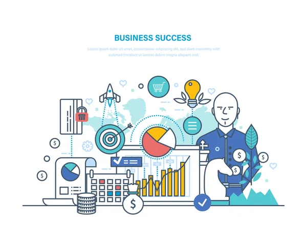 Business success concept. Achievment big profit, high goals, financial well-being. — Stock Vector