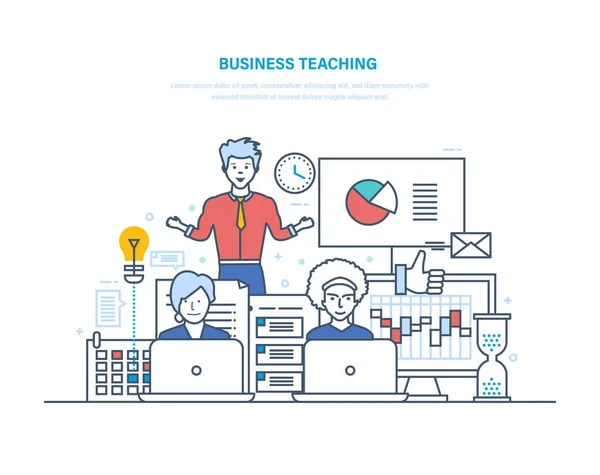 Enseignement des affaires. Formations professionnelles en entreprise, séminaires, formation en entreprise, conseil . — Image vectorielle