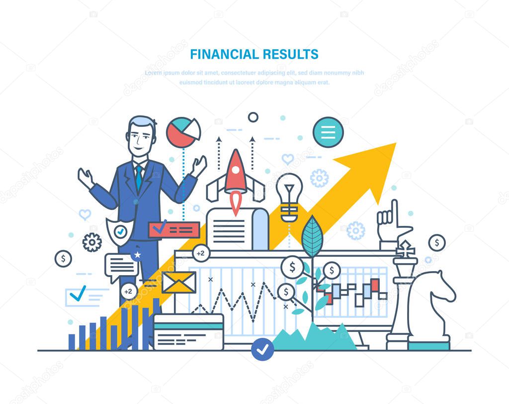 Financial results. Data analysis, financial management report, forecast, business strategy.