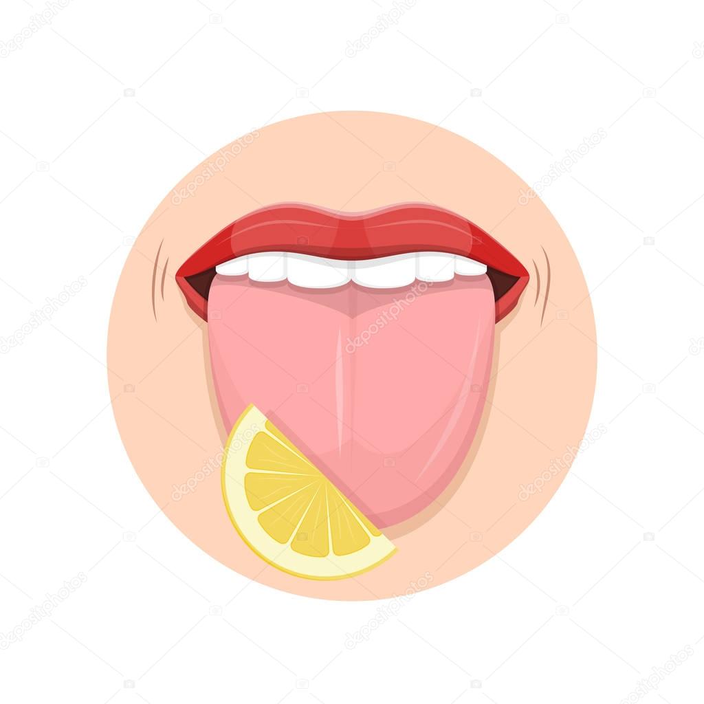 Human organ tongue, perception flavors, five taste buds receptors man.