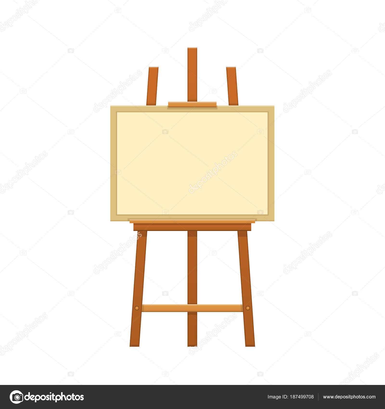 Wooden easel with canvas for painting paintings. Hobby, creative work.  Stock Vector by ©ideyweb 187499708