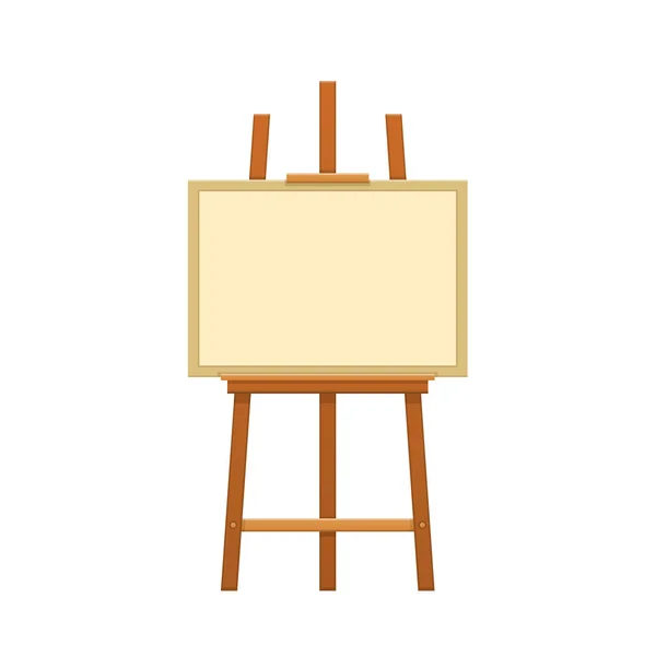 Cavalletto in legno con tela per dipingere quadri. Hobby, lavoro creativo . — Vettoriale Stock