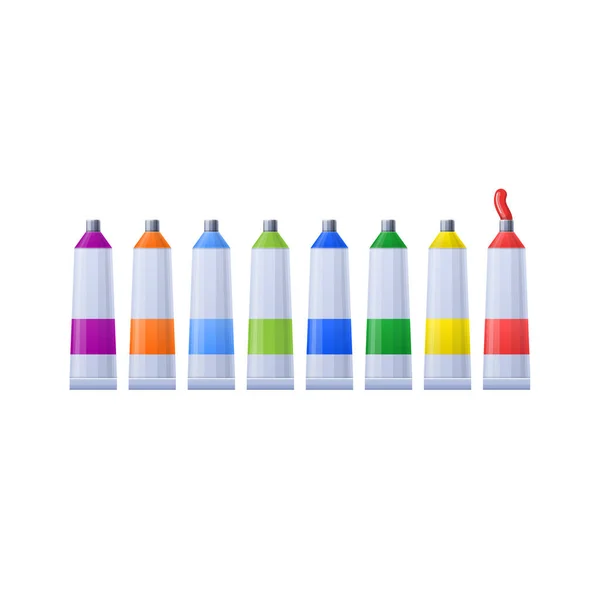 Nastavit pestrobarevným trubky s barvami pro kreslení, malby a obrazy. — Stockový vektor