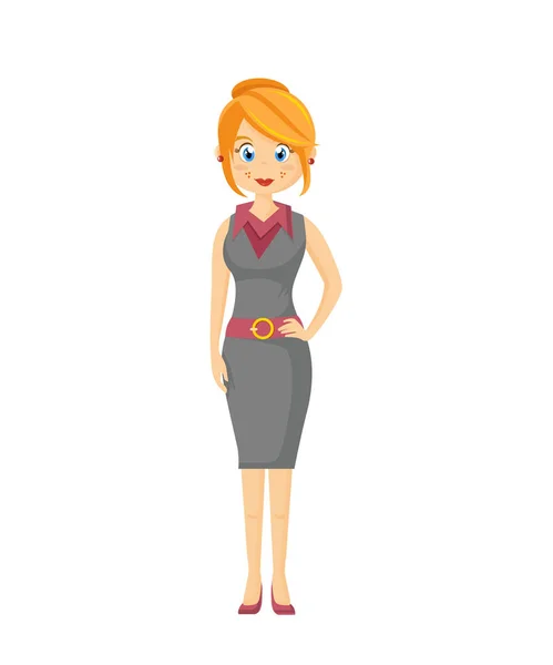 Businesswoman, in a beautiful, strict, business dress, and beautiful hairdo. — Stock Vector
