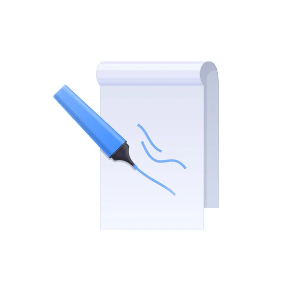 Marqueur de couleur avec papier pour ordinateur portable blanc. hobby, travail créatif . — Image vectorielle