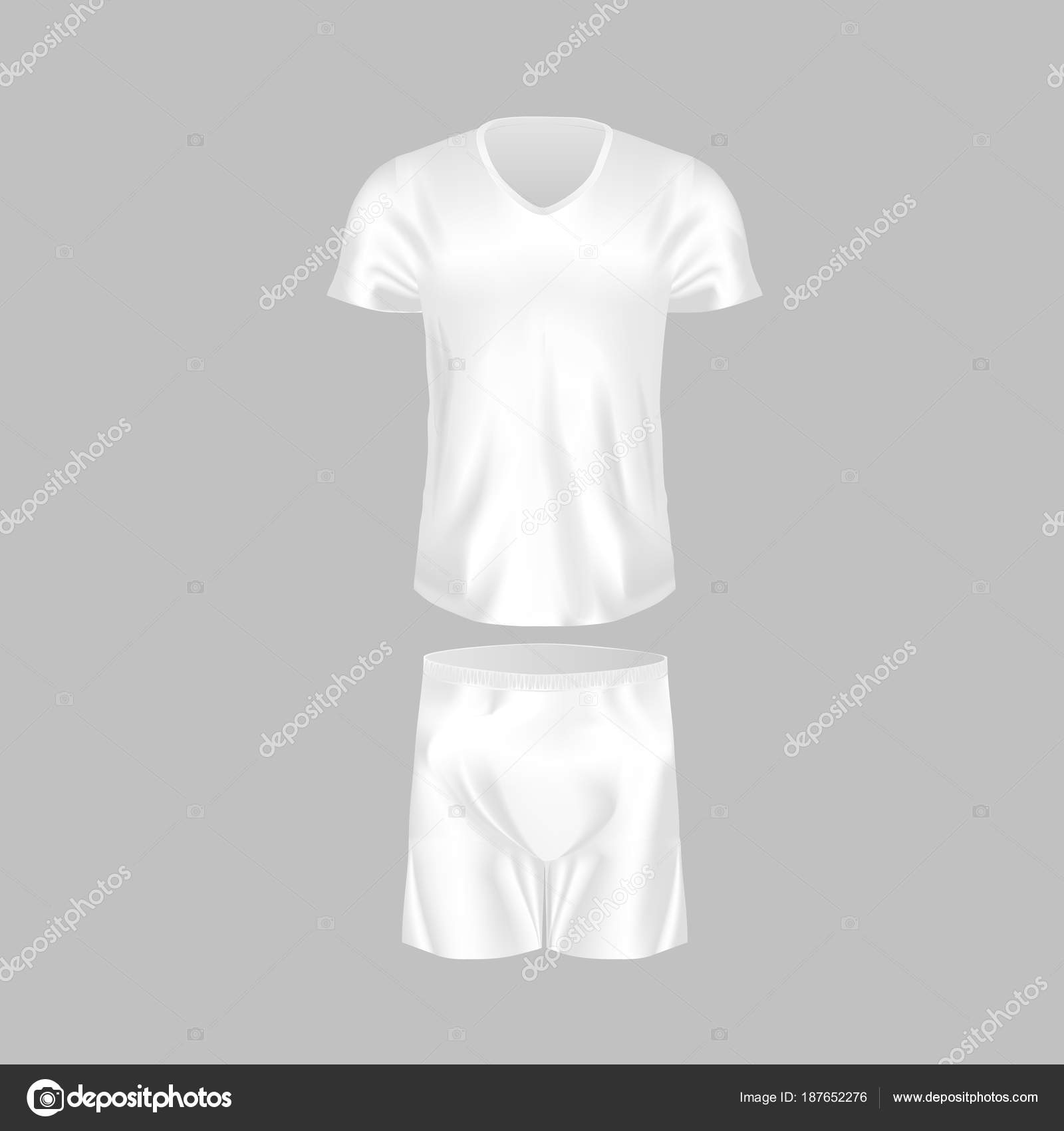 Download Realistic Mockup Of Men T Shirt Tunic And Fashion Shorts Vector Image By C Ideyweb Vector Stock 187652276