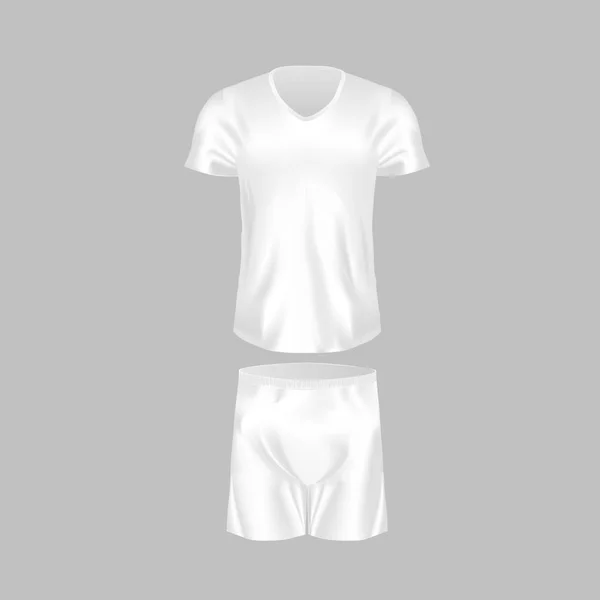 Realistic mockup of men t-shirt - tunic and fashion shorts. — Stock Vector