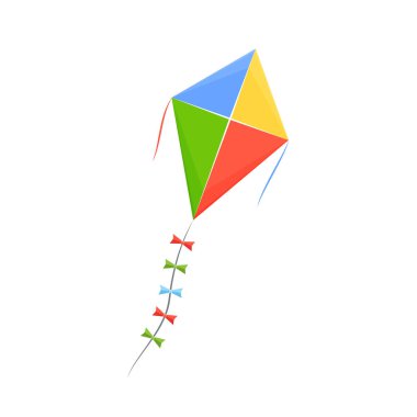 Modern colorful children s toy in form colored kite on string. clipart