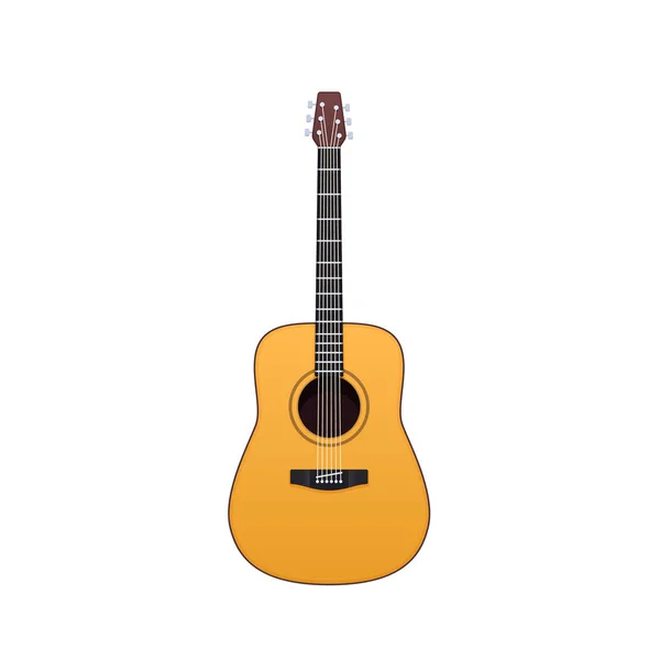 Wooden guitar, traditional string musical instrument. Music on acoustic guitar. — Stock Vector