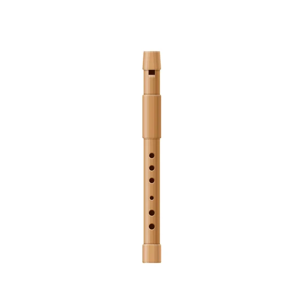 Trä pipe, flöjt, musik tube. Vind klassiska gamla musikinstrument. — Stock vektor