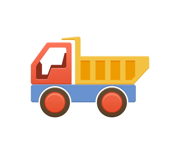 Παιδιά s παιχνίδι χρώμα πλαστικό μηχάνημα, ανατρεπόμενο φορτηγό, μηχανή, αυτόματη. — Διανυσματικό Αρχείο