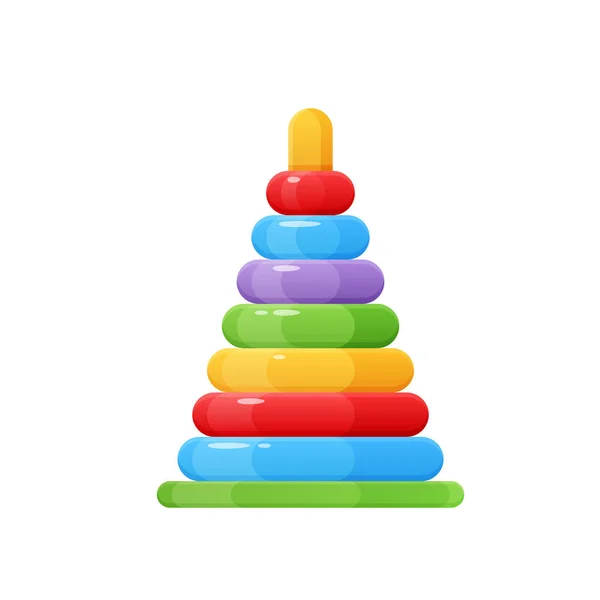 Giocattoli per bambini e accessori. Piramide bambino, colorato, giocattolo divertente . — Vettoriale Stock