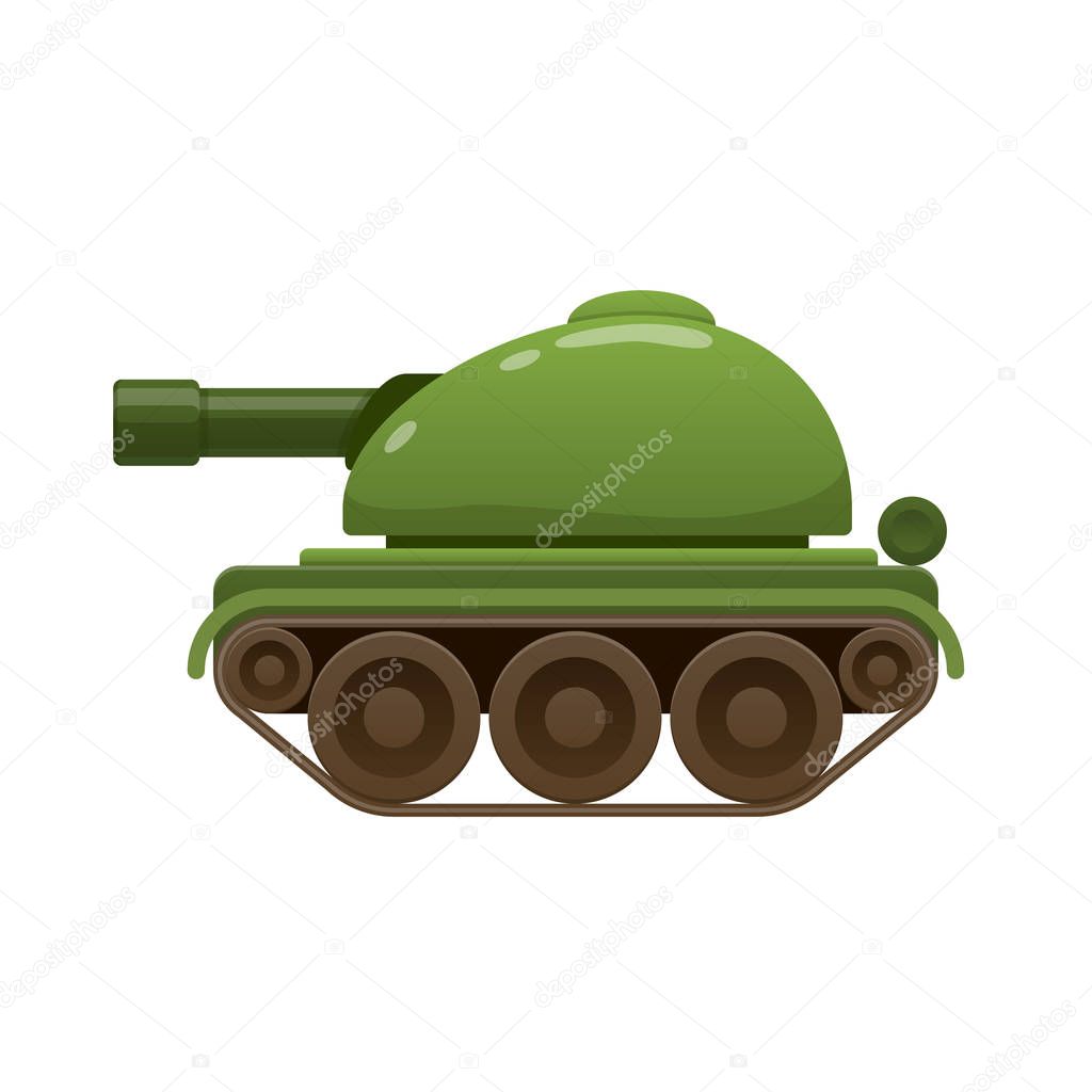 Children s beautiful realistic toy green battle tank, armored car.