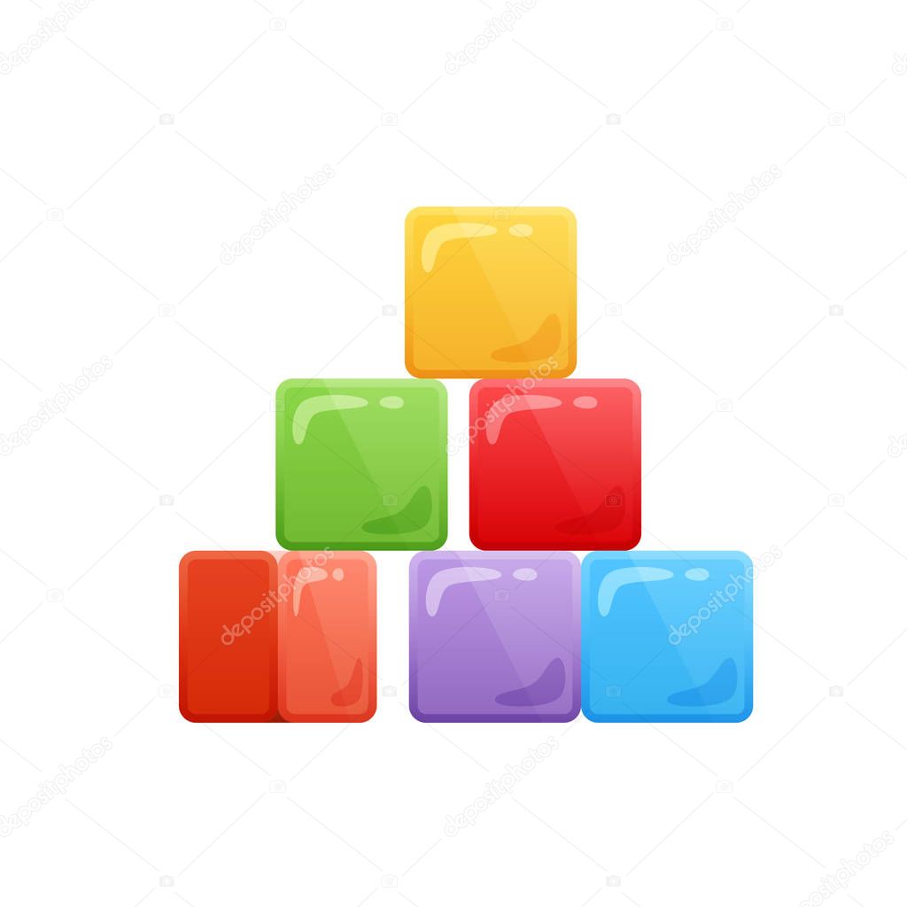 Modern colorful baby cubes toys. Children s toy store, kindergarten.