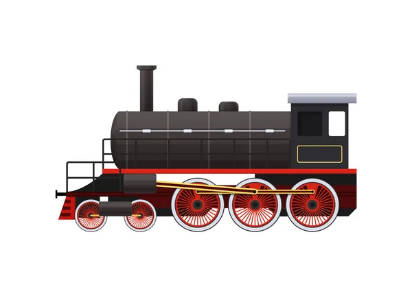 Klasszikus régi vasúti vonat. Vasúti szállítás, a mozdony típusú. — Stock Vector