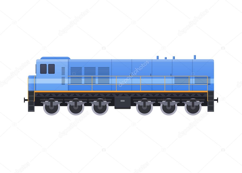 Modern train on railway. Railway type of transport, locomotive.