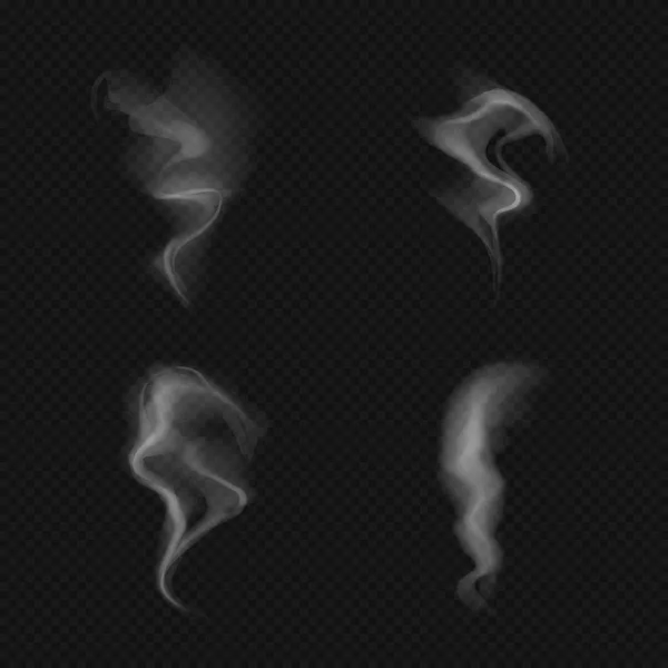 Sada, sběr, rozložení, šablony, realistický kouř, pár, tmavém pozadí. — Stockový vektor