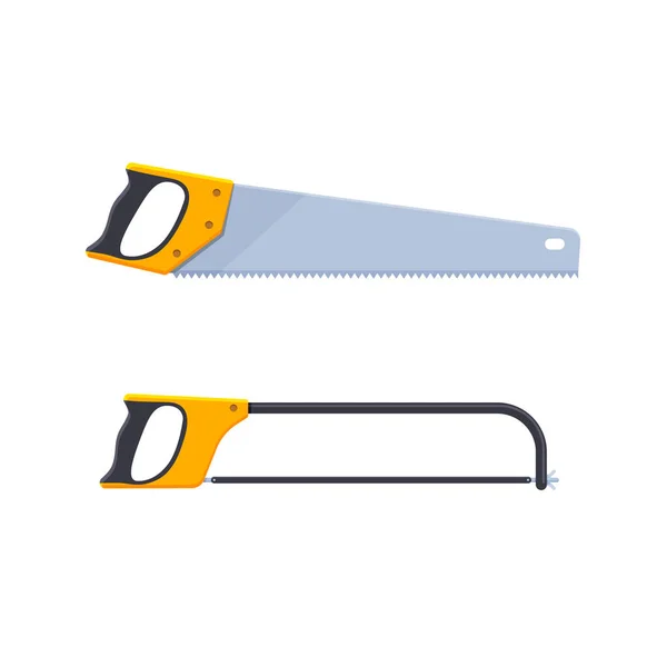 Ensemble de scies à main conçues pour le bois, scies pour le métal . — Image vectorielle