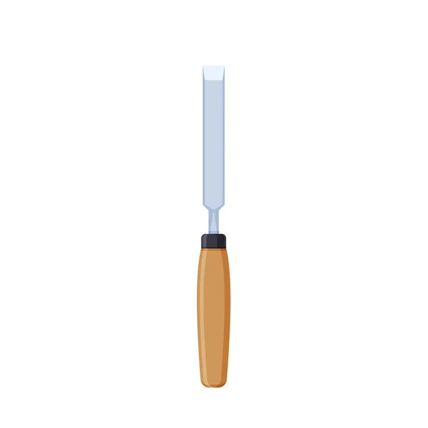 Wooden chisel with metal base, for working with wood, deburring. — Stock Vector