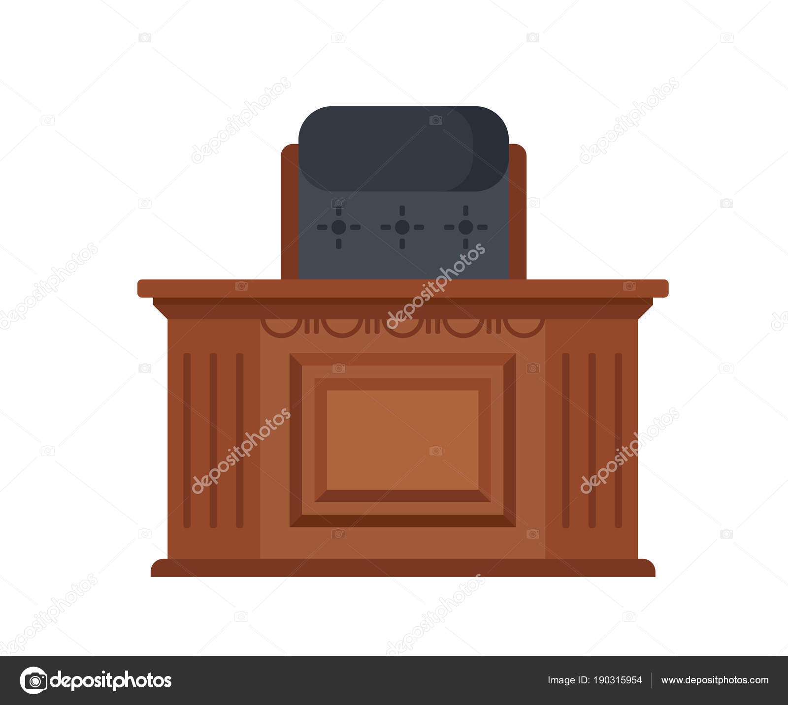 Workplace Of Judge Wooden Carved Table And A Working Chair