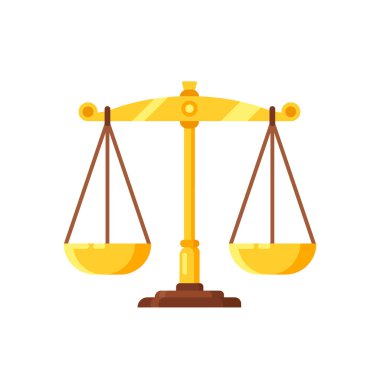 Beautiful golden scales. Weighing decisions, judgments, symbol justice and balance. clipart