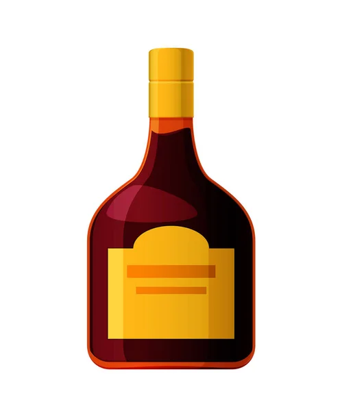 Sjabloon, indeling, lege glazen fles van rum, alcohol drinken. — Stockvector