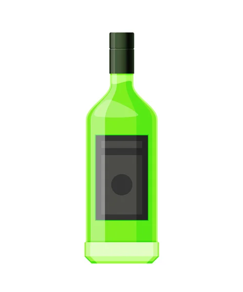Modèle, disposition, bouteille d'absinthe en verre vide, boisson alcoolisée . — Image vectorielle