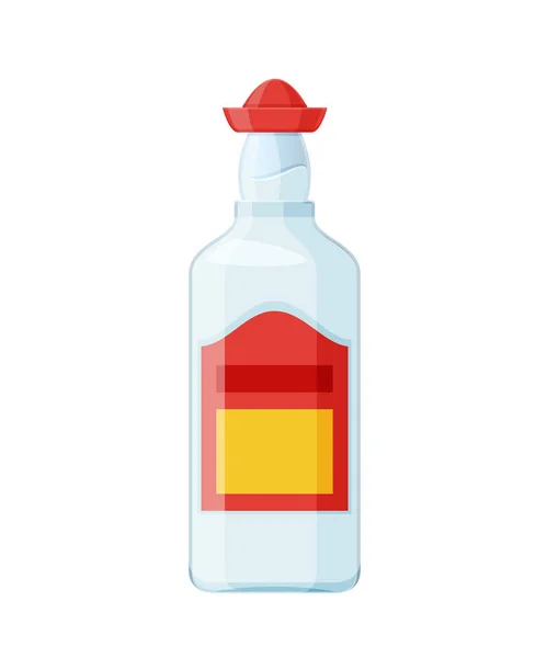 Шаблон, розкладка, порожня скляна пляшка текіли, алкогольний напій . — стоковий вектор