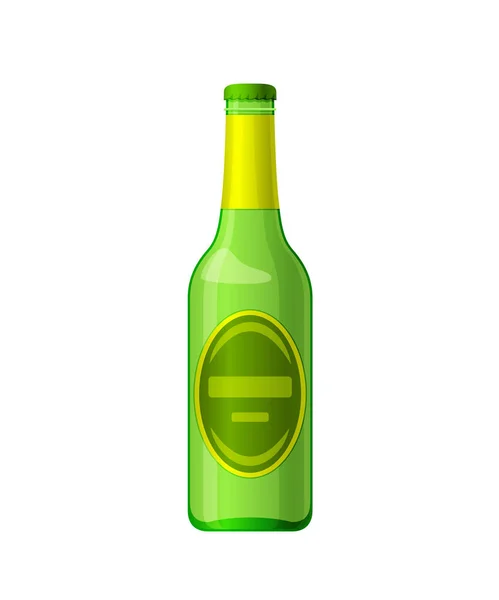 Sjabloon, indeling, lege glazen fles bier, alcohol drinken. — Stockvector