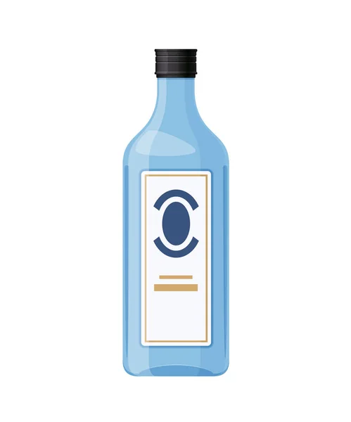 Modello, disposizione, bottiglia di vetro vuota di gin, bevanda alcolica . — Vettoriale Stock