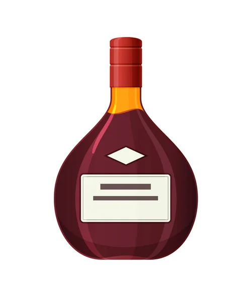 Modèle, mise en page, bouteille de brandy en verre vide, boisson alcoolisée . — Image vectorielle