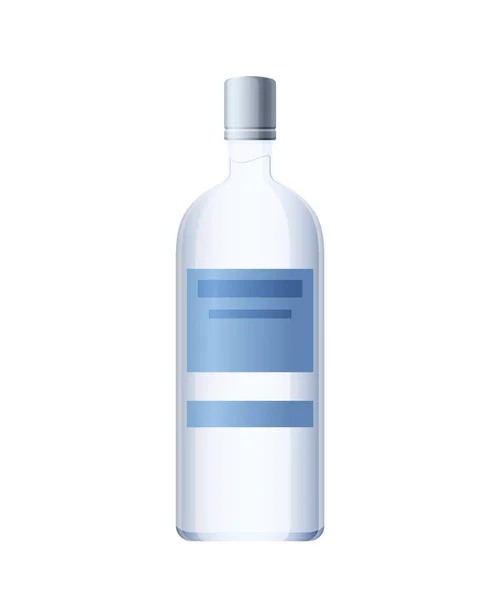 Sjabloon, indeling, lege glazen fles wodka, alcohol drinken. — Stockvector