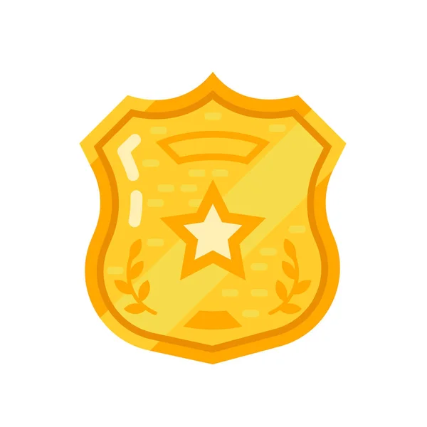 Mandat en or, badge de police, étoile du shérif. oncept ordre, observance de la loi . — Image vectorielle