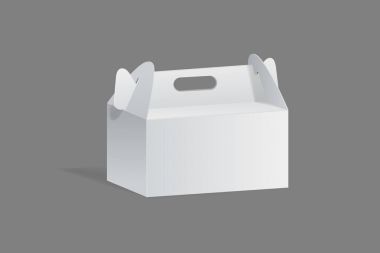 Gerçekçi şablon, mockup hediye kağıt ambalaj, kutu kare şekli.