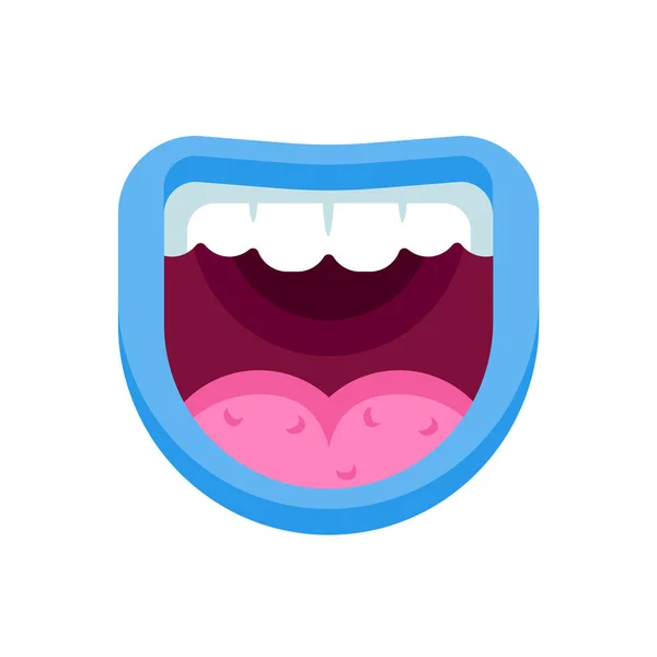 Boca de monstro com dentes. Boca com emoções, dentes, língua, lábios . — Vetor de Stock
