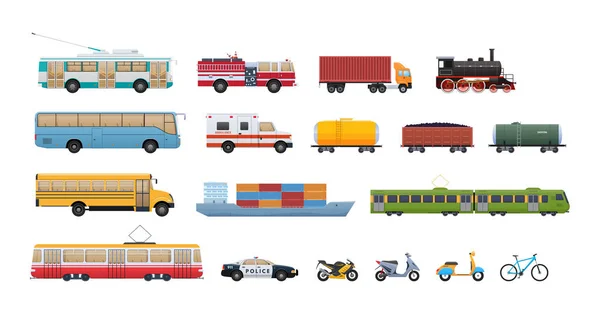 Conjunto de transporte urbano. Coches urbanos, coches que sirven a la población . — Archivo Imágenes Vectoriales