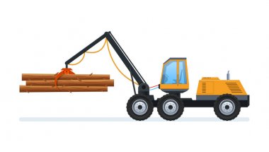 Wood production and forestry. Loading and transporting goods. clipart