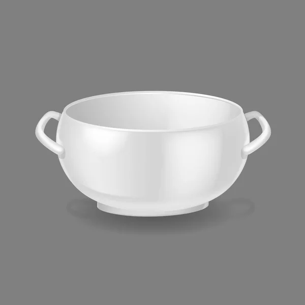 Plantilla realista, maqueta, cerámica porcelana. Cuenco para sopa . — Vector de stock