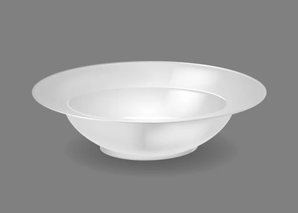 Realistic template, mock-up, porcelain ceramic ware. Bowl for soup, lettuce. — Stock Vector