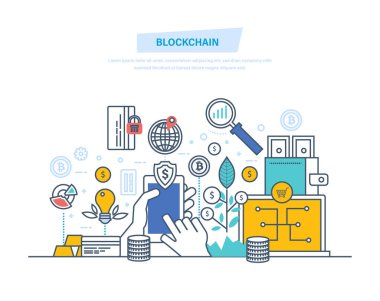 Blockchain, kripto para birimi, sistem para ciro, güvenli hareketler, bitcoins.