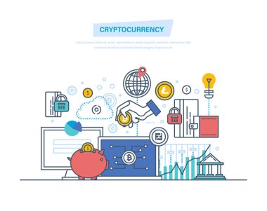 Cryptocurrency, para ciro, güvenli hareketler, bitcoins modern sistem.