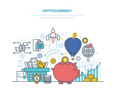 Cryptocurrency ve şifreleme. Elektronik para, ciro bitcoin ile mali işlemleri.