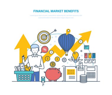 Finansal piyasa faydaları. Ekonomik büyüme sermaye, hisse senedi piyasası kavramı.