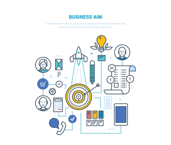 Objetivo del negocio. Establecimiento de metas y su logro, planificación empresarial, estrategia . — Archivo Imágenes Vectoriales