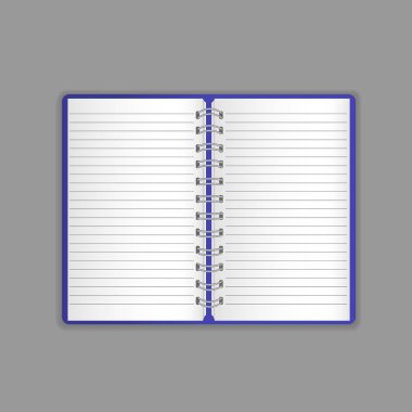 Şablon, düzen, güzel gerçekçi açık defter, ajanda, not defteri, office kitap.