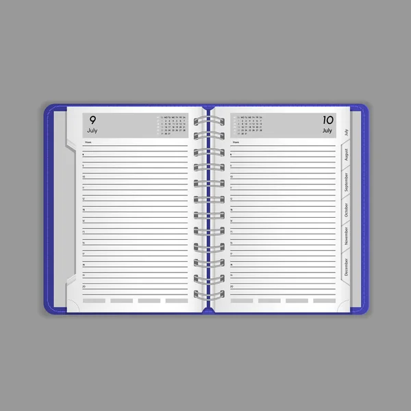 Sjabloon, indeling, prachtige realistische notebook, organisator, Kladblok, office boek. — Stockvector