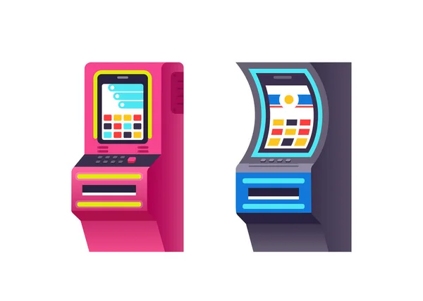 Slot machine, gioco virtuale elettronico con fare punti virtuali, bonus . — Vettoriale Stock