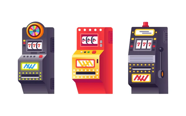 Slot makineleri, puan ve ikramiye ile elektronik sanal oyun. — Stok Vektör