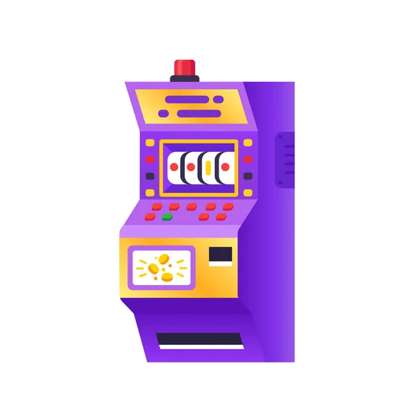 Slotmachine met knoppen, hendels, poker en andere kaartspelen. — Stockvector